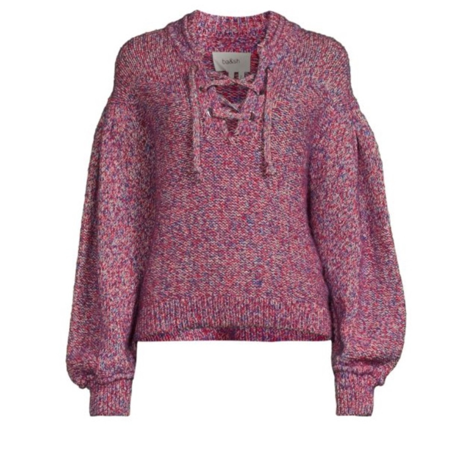 Ba&Sh Tibo Lace Up Sweater Alpaca Wool Blend Cozy Knit Pullover Sz S